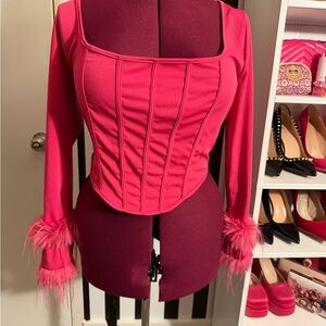 SHEIN Pink Long Sleeve Crop Top